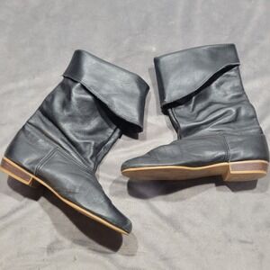 Dexter Vintage Black Leather Pirate Slouch Boots Made in USA Womens 7.5 M 517666